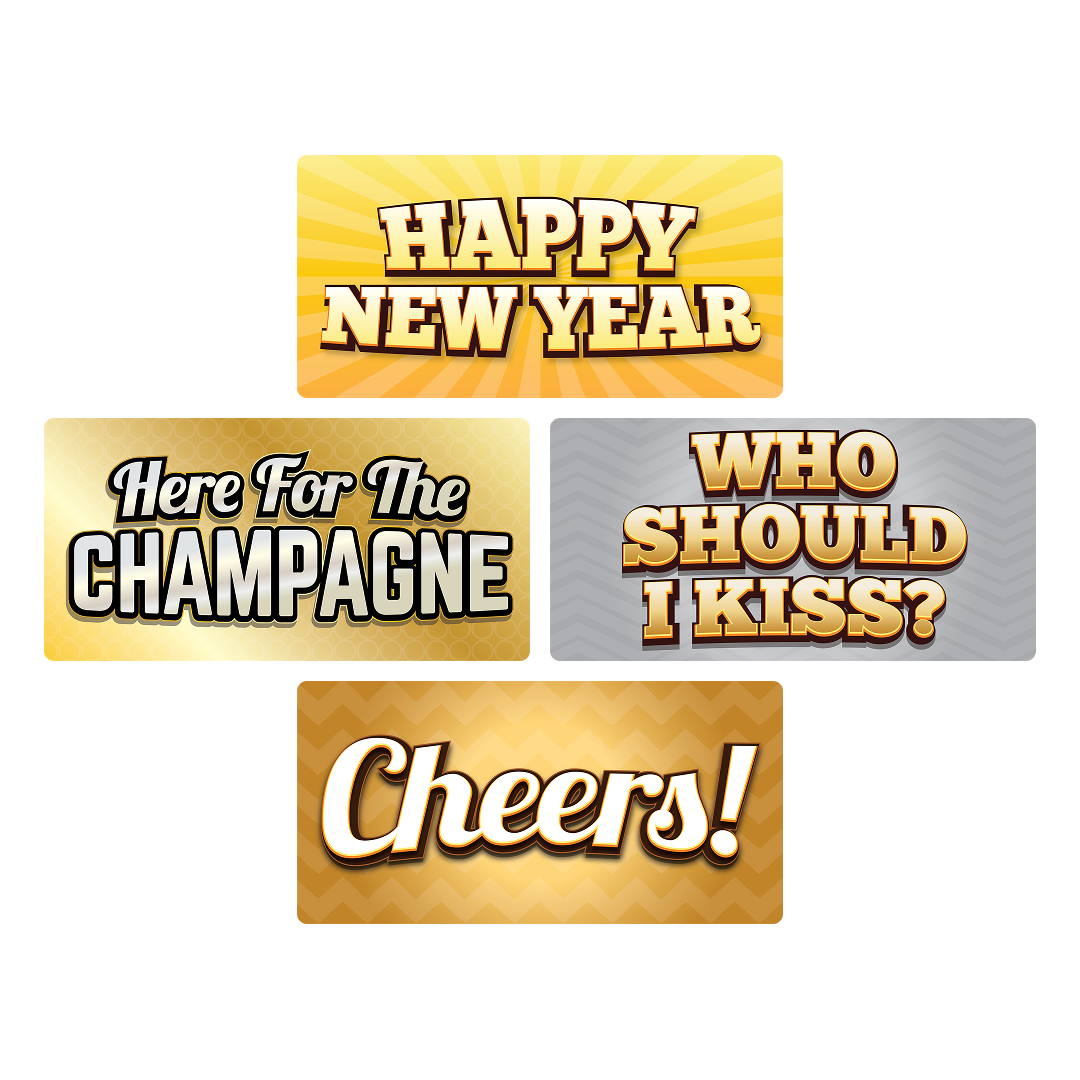 New Year's Eve Photo Booth Props Set - complete prop set display by King Props