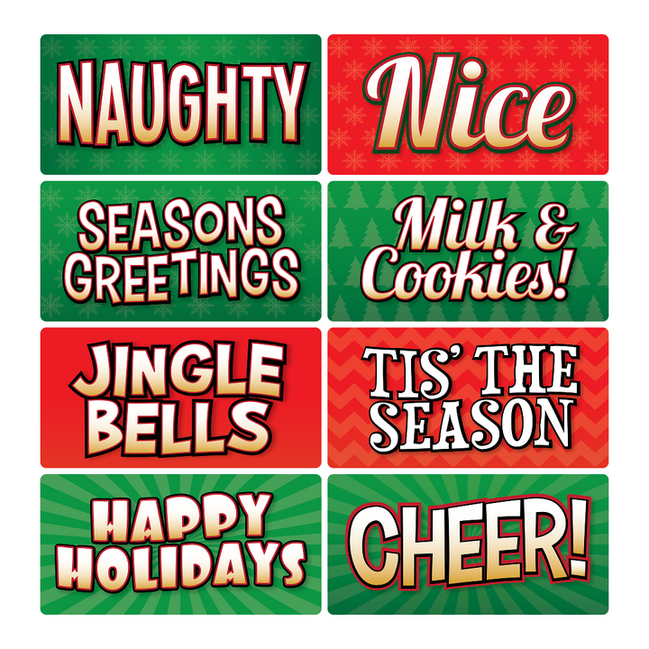 Christmas Photo Booth Props Set - close-up of prop signs by King Props