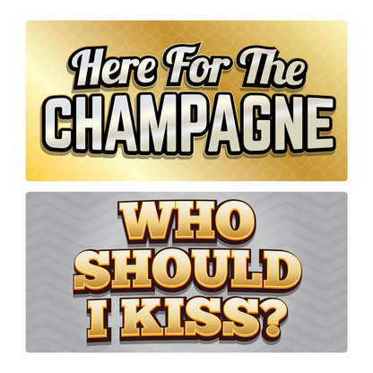 New Year's Eve Photo Booth Props Set - close-up of prop signs by King Props