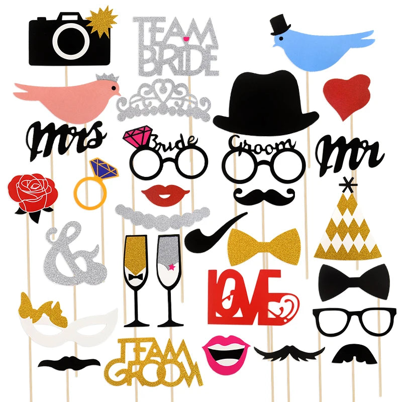 Wedding Party Handheld Photo Props Western Cowgirl Photo Booth Prop DIY Mask Glasses for Bachelorette Wedding Party Decoration