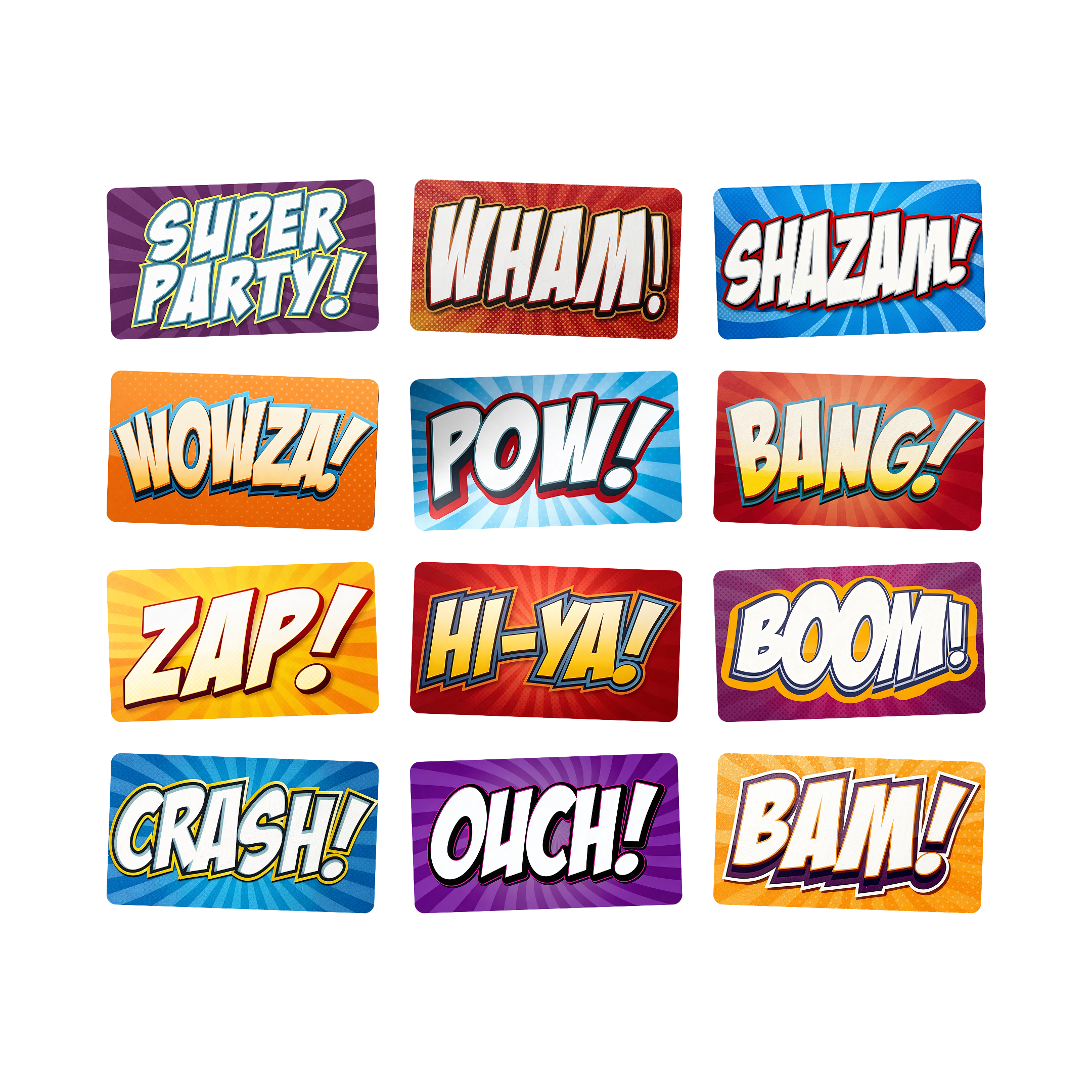Comic Book Photo Booth Props - 6 PVC Signs – King Props