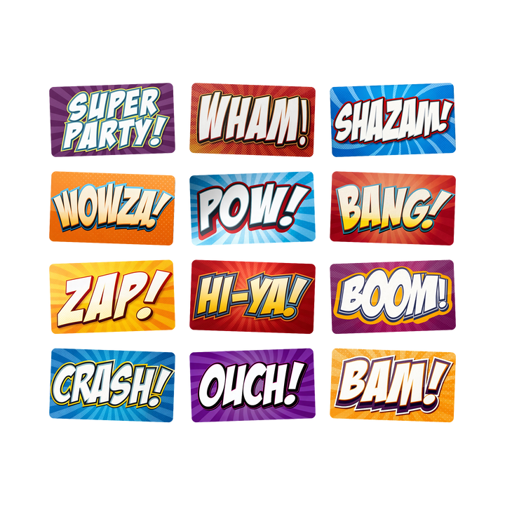 Comic Book Photo Booth Props Set – 6pc