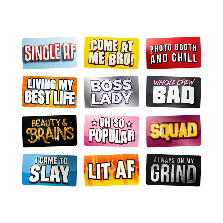 Funny Party Photo Booth Props – 6 PVC Signs