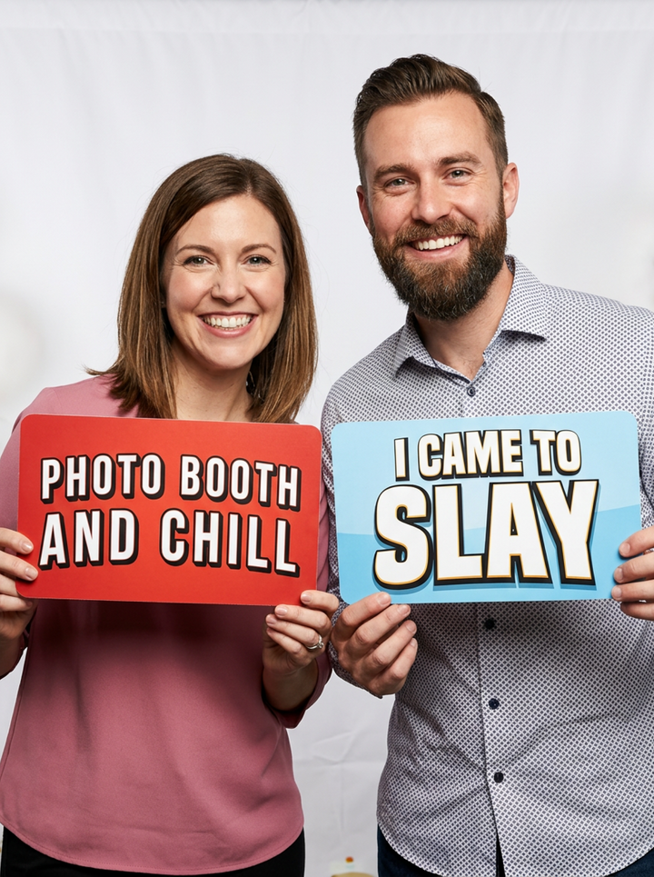 Funny Party Photo Booth Props – 6 PVC Signs