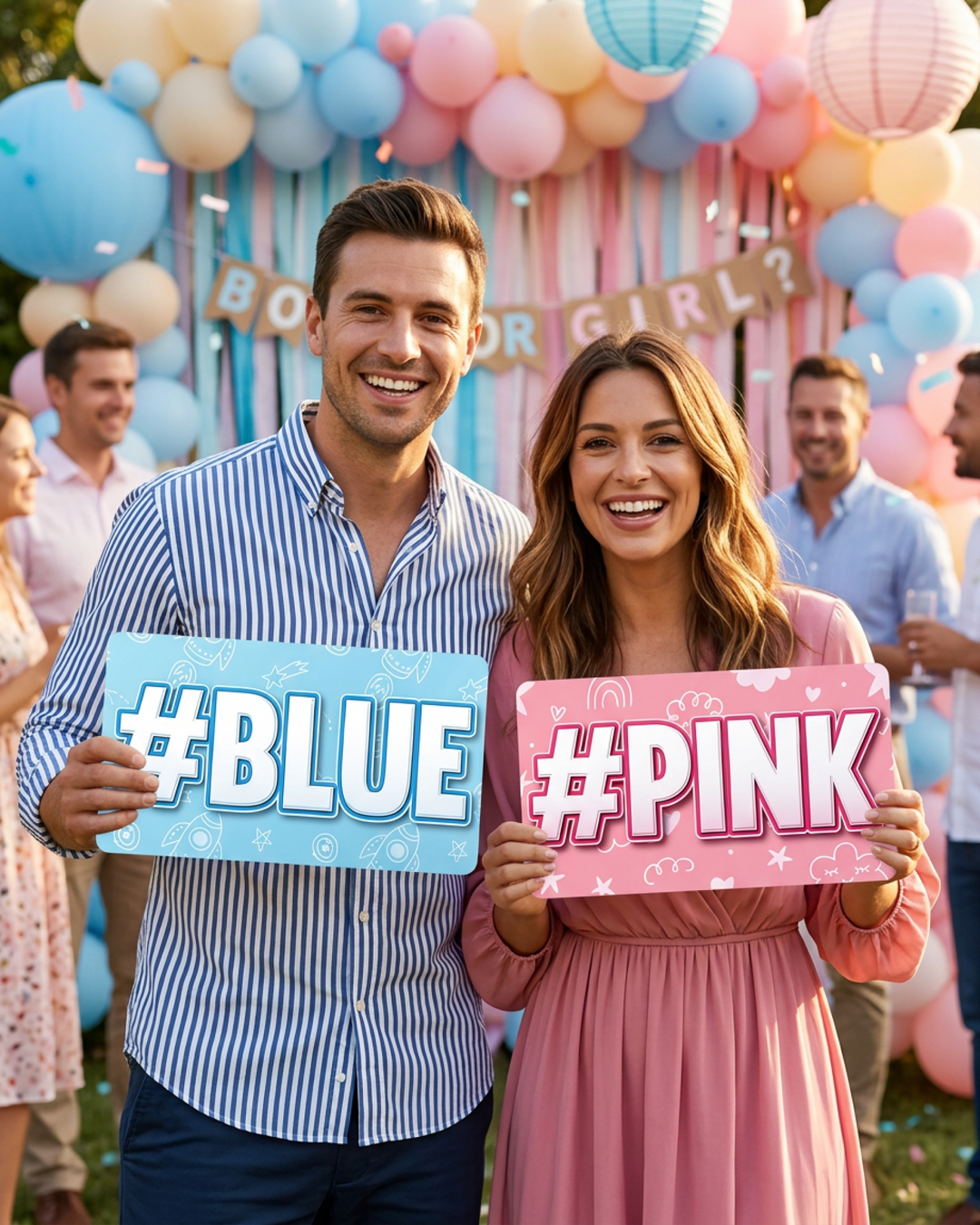 Gender Reveal Photo Booth Props Set – 12 Signs