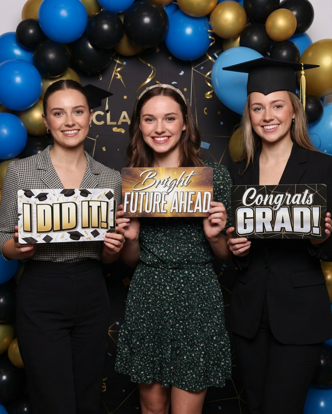 Graduation Photo Booth Props - Double-Sided PVC Signs (6 Pack)