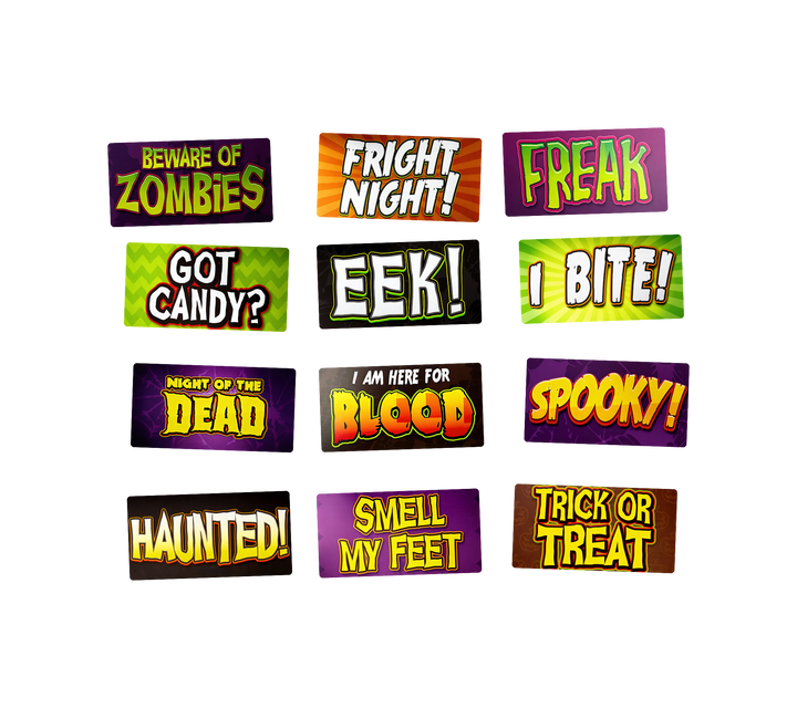 Halloween DIY photo booth props - complete spooky party sign set by King Props