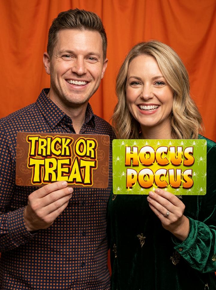 Halloween Photo Booth Props Set – Spooky Party Signs