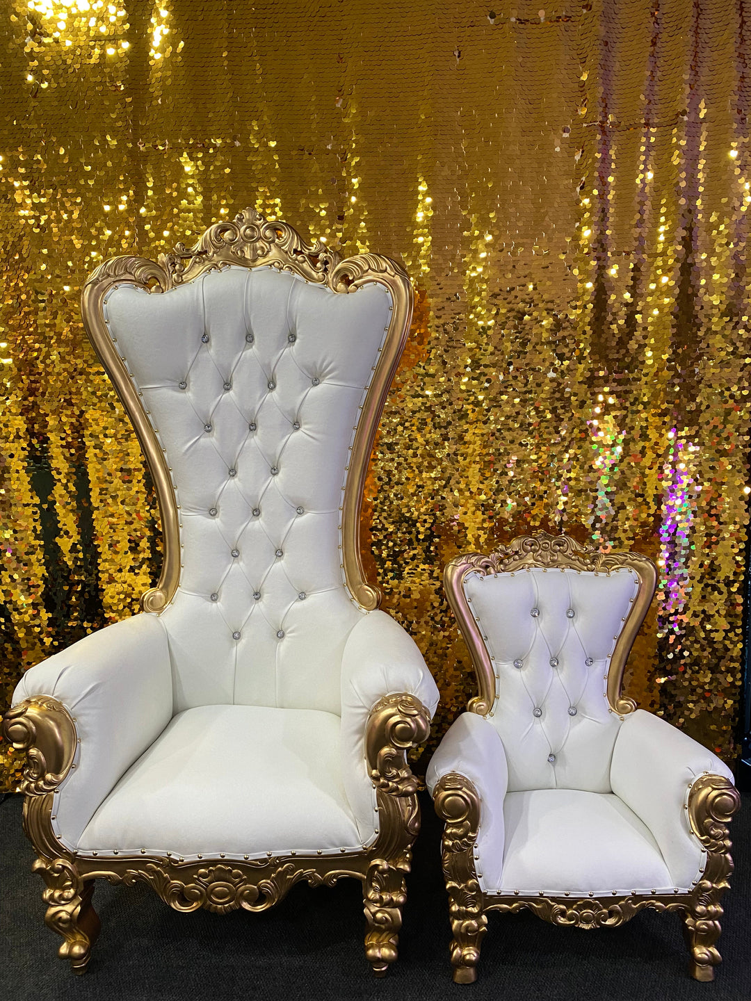 Kid's Throne Chair Gold/White