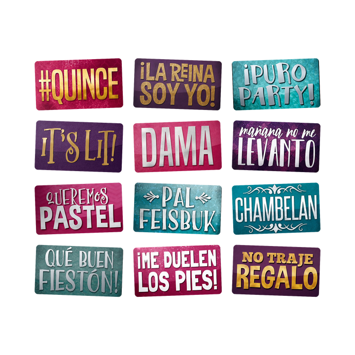 Quinceañera Photo Booth Props in Spanish – 6 Piece