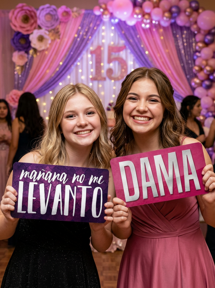Quinceañera Photo Booth Props in Spanish – 6 Piece