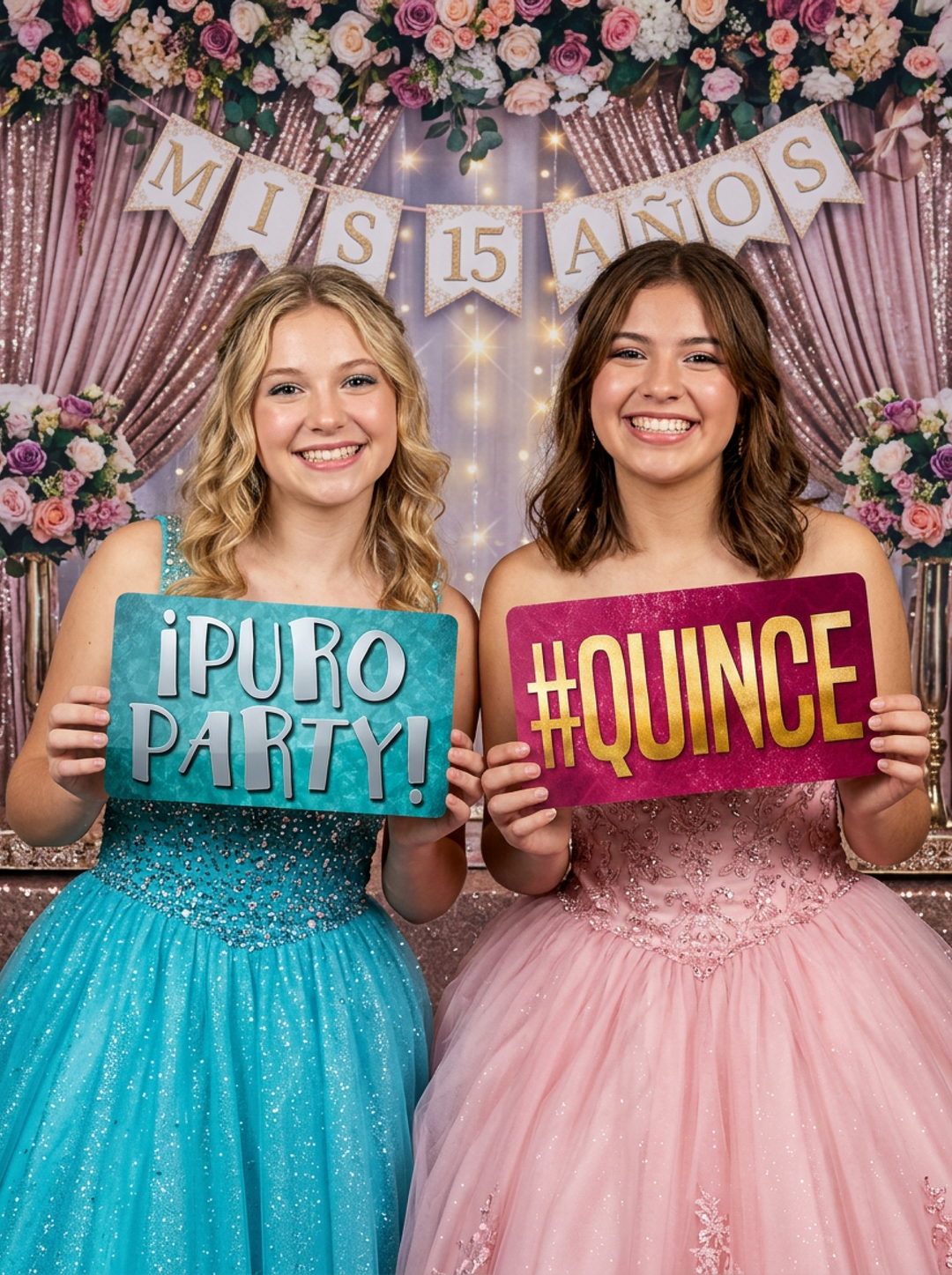 Quinceañera Photo Booth Props in Spanish – 6 Piece