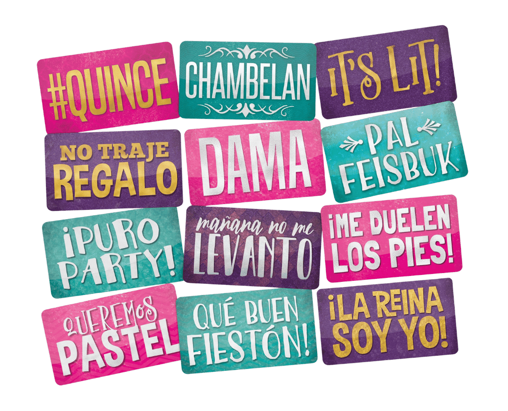 Quinceanera Themed Photo Booth Props in Spanish