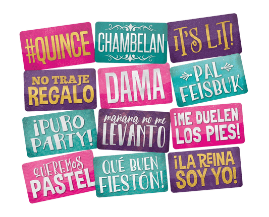 Quinceanera Themed Photo Booth Props in Spanish
