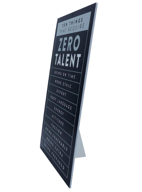 Zero Talent | Motivational Sign Easel Back