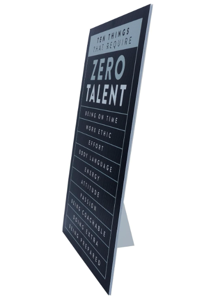 Zero Talent Motivational Tabletop Sign – Easel - wall art alternate color view by King Props