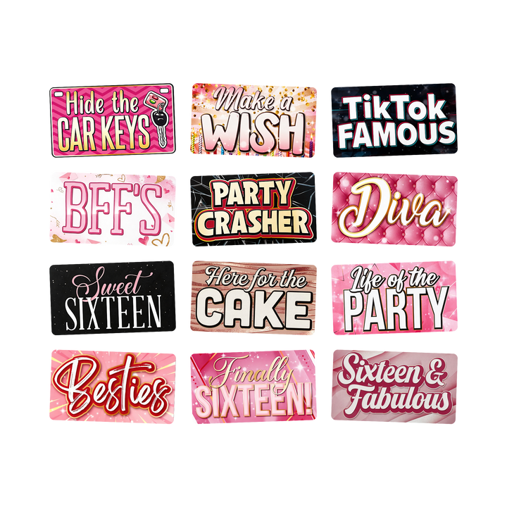 Sweet 16 Photo Booth Props – 6pc Birthday