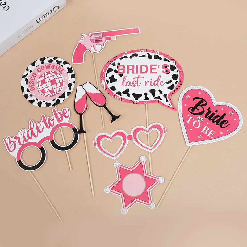 Wedding Party Handheld Photo Props Western Cowgirl Photo Booth Prop DIY Mask Glasses for Bachelorette Wedding Party Decoration