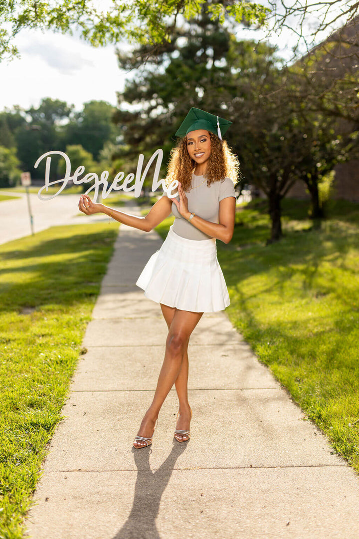"Degree Me" Wooden Graduation Photo Prop | "Perfect for College Grad Pics!"