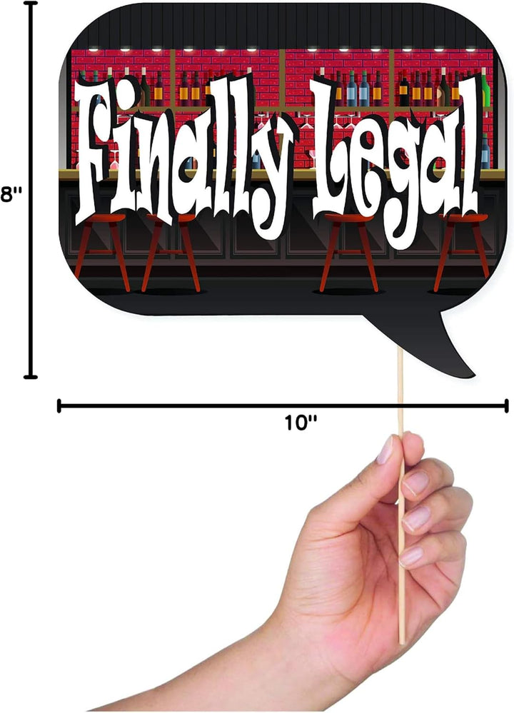 21St Birthday Photo Booth Props - 41-Pc Photo Booth Kit with 8 X 10-Inch Sign, 60 Adhesive Pads, 45 Sticks - Photo Booth 21St Birthday Props - 21St Photo Booth Props