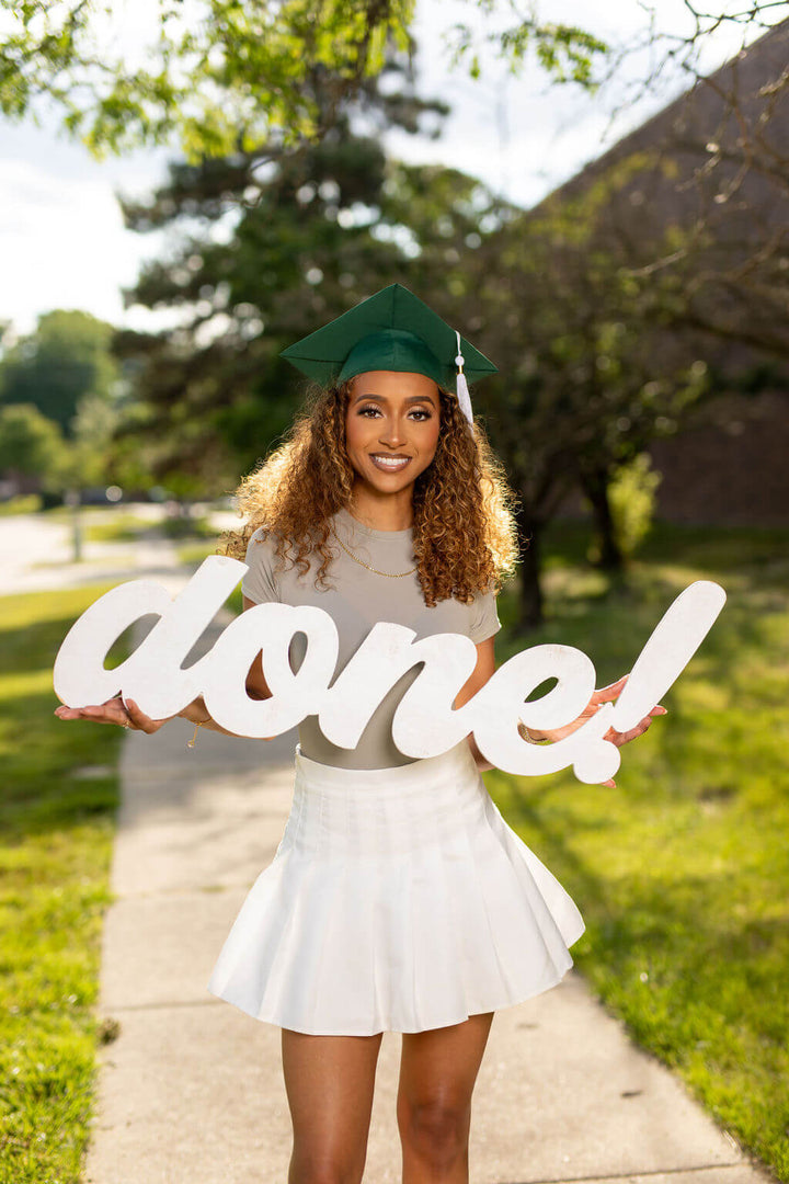 Giant 3-Foot Wood "Done!" Graduation Photo Prop | "Love this piece!"