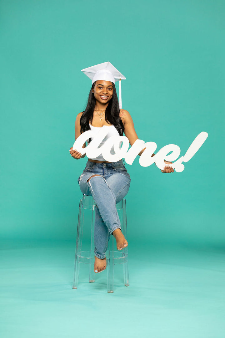 Giant 3-Foot Wood "Done!" Graduation Photo Prop | "Love this piece!"