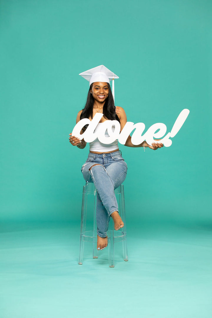 Giant 3-Foot Wood "Done!" Graduation Photo Prop | "Love this piece!"