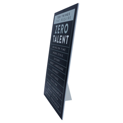 Black Motivational Wall Art – Zero Talent Sign - wall art detail view by King Props