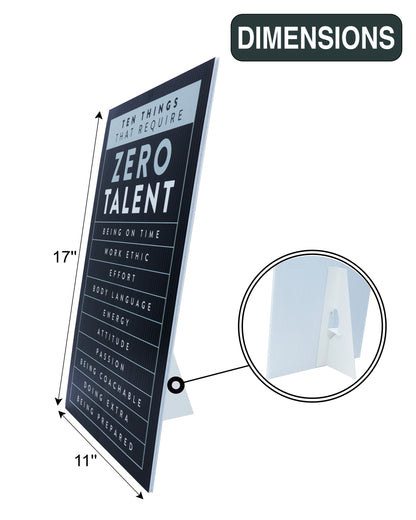 Black Motivational Wall Art – Zero Talent Sign - wall art lifestyle shot by King Props