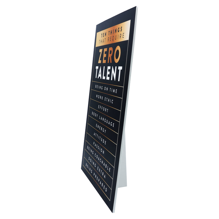 Gold Motivational Wall Art – Zero Talent Sign - wall art detail view by King Props