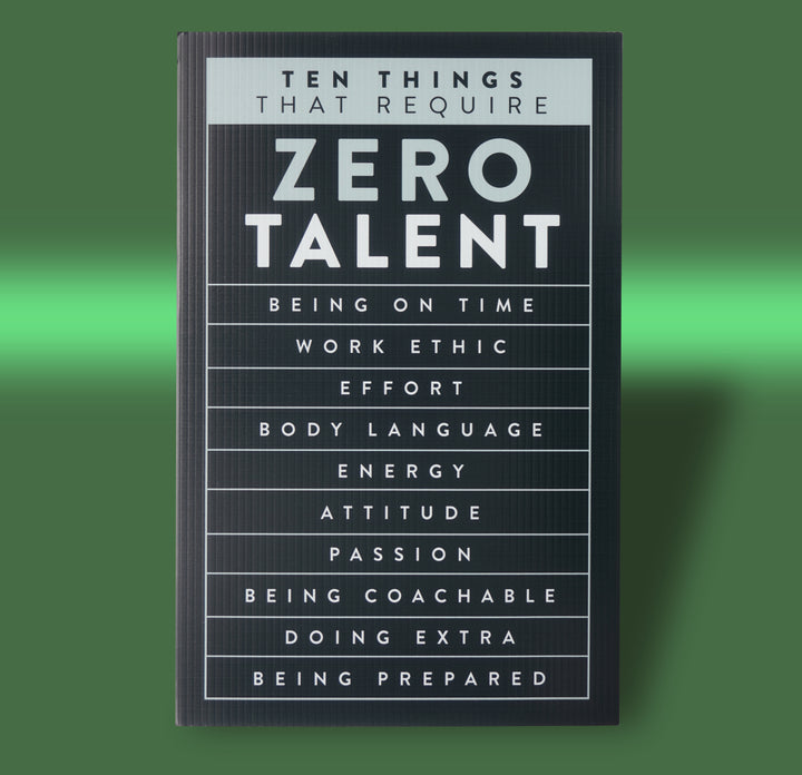 Black Motivational Wall Art – Zero Talent Sign - wall art size comparison by King Props