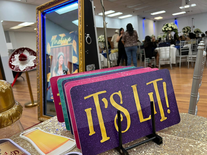 Quinceañera Photo Booth Props in Spanish – 6 Piece - close-up of prop signs by King Props