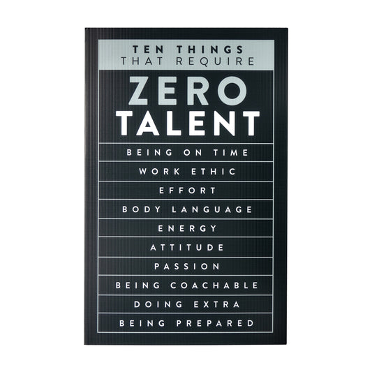Black Motivational Wall Art – Zero Talent Sign - framed canvas wall art display by King Props