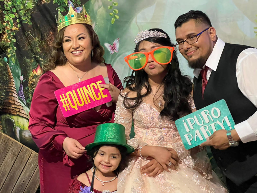 Quinceañera Photo Booth Props in Spanish – 6 Piece - props in use at event by King Props