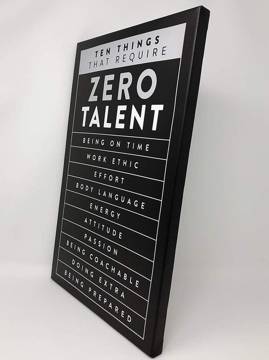 Zero Talent | Motivational Sign Easel Back
