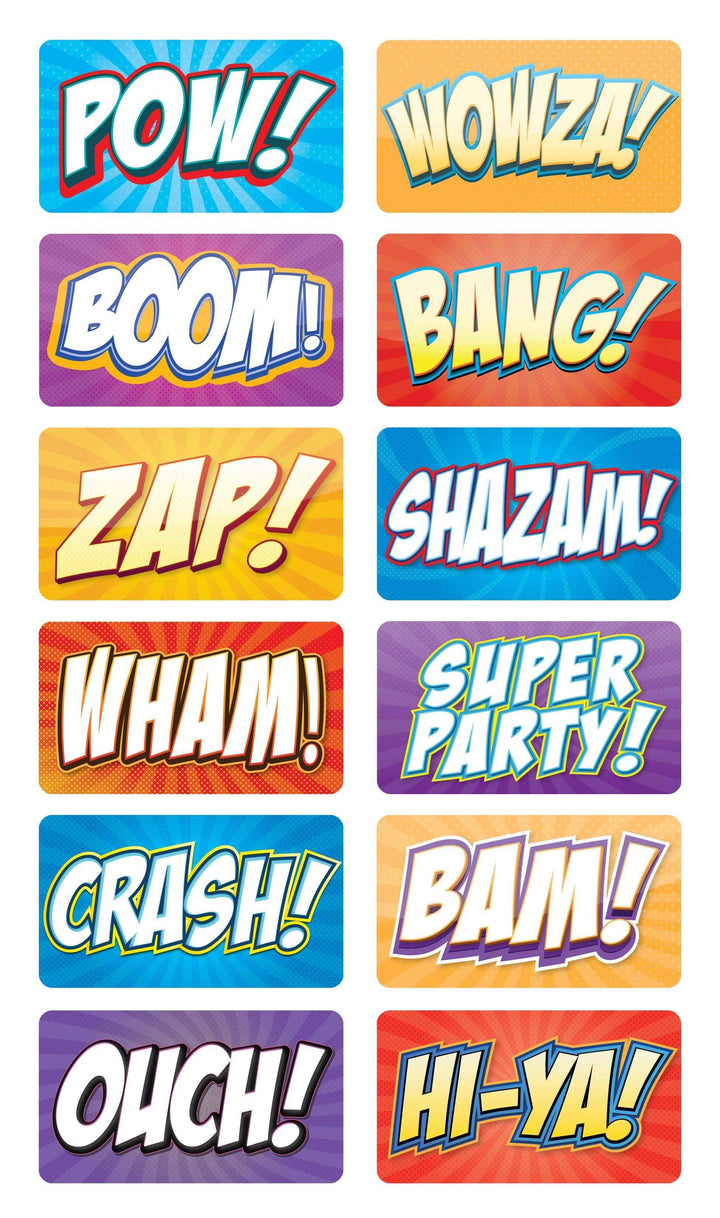 Comic Book Photo Booth Props Set – 6pc - props in use at event by King Props