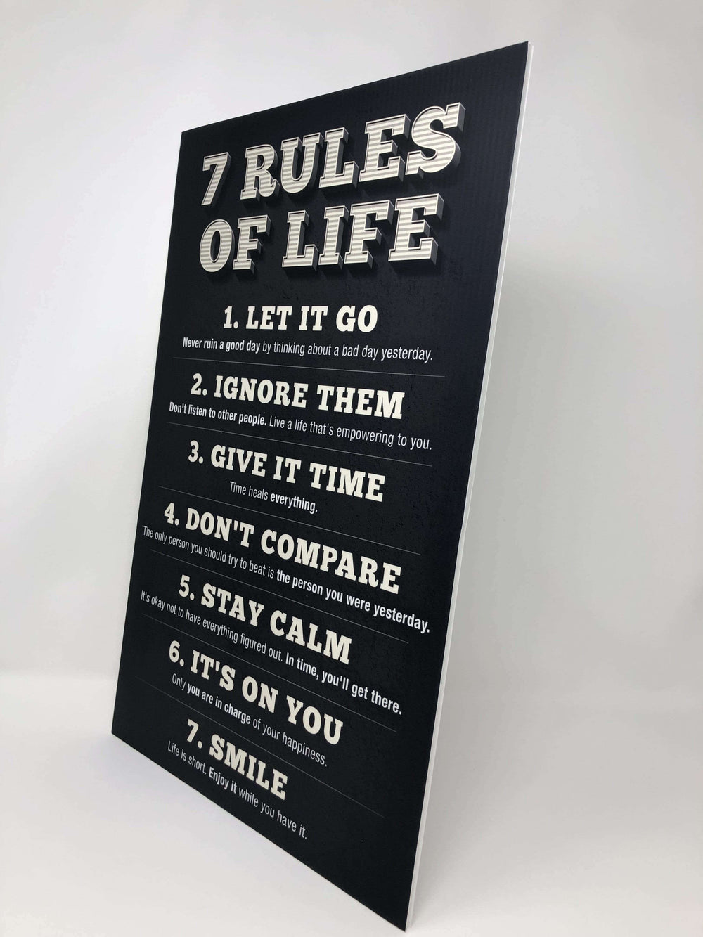 7 Rules of Life Motivational Wall Art Sign - wall art hanging in room by King Props