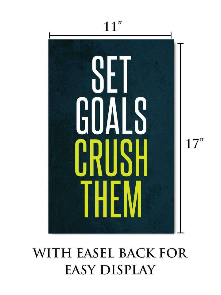 Set Goals Crush Them Motivational Wall Art - close-up of motivational text by King Props