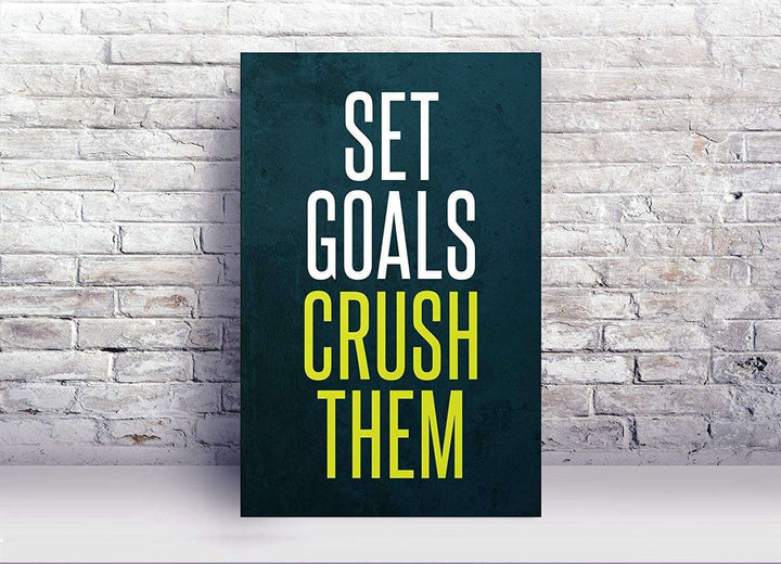 Set Goals Crush Them Motivational Wall Art - wall art size comparison by King Props