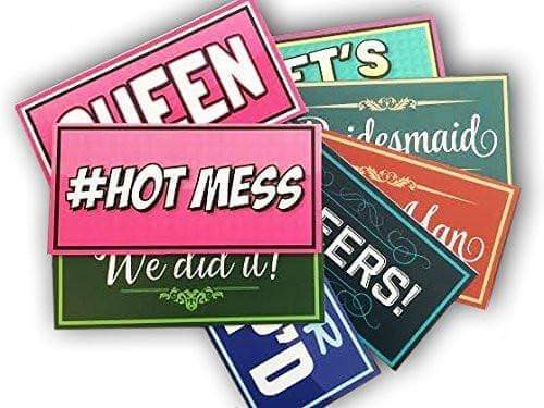 64 Piece Photo Booth Props Variety Set - close-up of prop signs by King Props
