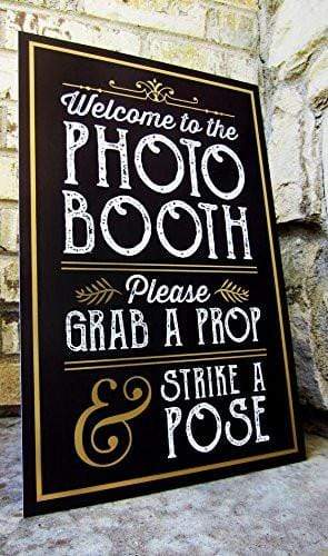 Photo Booth Prop Sign with Easel Back Stand - prop sign size comparison by King Props