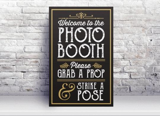 Photo Booth Prop Sign with Easel Back Stand - prop sign front display by King Props
