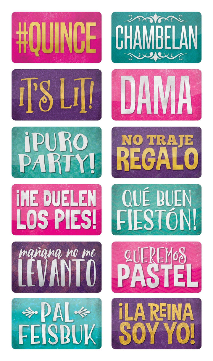 Quinceañera Photo Booth Props in Spanish – 6 Piece - props styled for photo booth by King Props