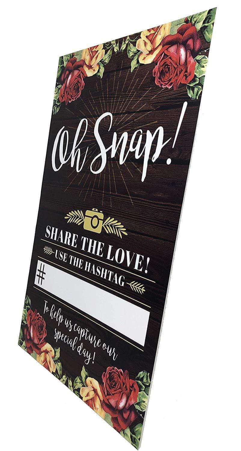 Rustic Wedding Hashtag Sign – Oh Snap - wedding sign in use at ceremony by King Props